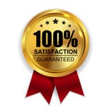La satisfaction 100 a garanti le signe d'or de joint d'icône de label de médaille illustration stock La satisfaction 100 a garanti le signe d'or de joint d'icône de label de médaille illustration stock