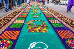 La sciure teinte a prêté des tapis, Antigua, Guatemala Image stock La sciure teinte a prêté des tapis, Antigua, Guatemala Image stock