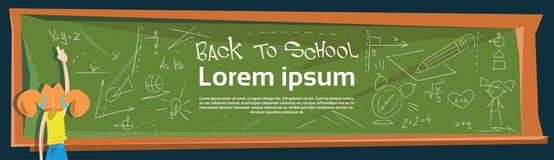La scolara scrive sulla lezione del bordo della classe di nuovo all'insegna di scuola royalty illustrazione gratis La scolara scrive sulla lezione del bordo della classe di nuovo all'insegna di scuola royalty illustrazione gratis
