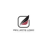 La siluetta e le arti di Pen Logo Design With allineano illustrazione di stock La siluetta e le arti di Pen Logo Design With allineano illustrazione di stock