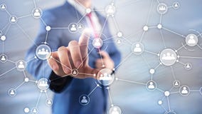 La structure d'organisation d'entreprise de concept de gestion de ressources humaines d'heure a mélangé l'écran virtuel de double image libre de droits La structure d'organisation d'entreprise de concept de gestion de ressources humaines d'heure a mélangé l'écran virtuel de double image libre de droits
