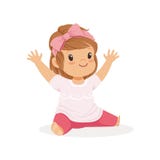 La séance mignonne de petite fille s'est habillée dans l'illustration colorée de vecteur de personnage de dessin animé de vêtemen illustration stock La séance mignonne de petite fille s'est habillée dans l'illustration colorée de vecteur de personnage de dessin animé de vêtemen illustration stock