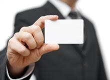 La tarjeta de visita del control del hombre de negocios, nos entra en contacto con concepto