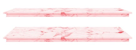 La tavola di marmo, superficie rosa del ripiano, lastra di pietra per i prodotti dell'esposizione isolati su fondo bianco ha perc immagini stock La tavola di marmo, superficie rosa del ripiano, lastra di pietra per i prodotti dell'esposizione isolati su fondo bianco ha perc immagini stock