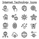 La tecnologia di Internet & l'icona della comunicazione dei dati hanno messo nella linea sottile s illustrazione vettoriale La tecnologia di Internet & l'icona della comunicazione dei dati hanno messo nella linea sottile s illustrazione vettoriale