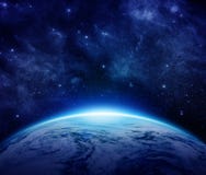 La tierra azul del planeta, sol, estrellas, galaxias, nebulosas, vía láctea en espacio puede utilizar para el fondo ilustración del vector La tierra azul del planeta, sol, estrellas, galaxias, nebulosas, vía láctea en espacio puede utilizar para el fondo ilustración del vector