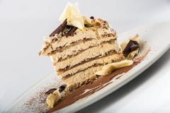 La torta del Tiramisu con el chocolate blanco y oscuro forma escamas Imagenes de archivo La torta del Tiramisu con el chocolate blanco y oscuro forma escamas Imagenes de archivo