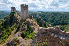 La Tour Regine Surdespine and Quertinheux towers at Lastours royalty free stock images La Tour Regine Surdespine and Quertinheux towers at Lastours royalty free stock images