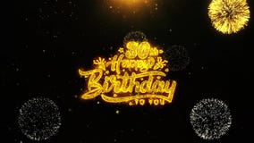 la trigésima tarjeta de felicitaciones de los deseos del feliz cumpleaños, invitación, fuego artificial de la celebración colocó la trigésima tarjeta de felicitaciones de los deseos del feliz cumpleaños, invitación, fuego artificial de la celebración colocó