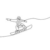La una línea continua snowboarder vector del tema del deporte salta, del extremo y de invierno libre illustration La una línea continua snowboarder vector del tema del deporte salta, del extremo y de invierno libre illustration
