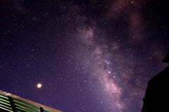 La vía láctea glaxy y las estrellas con el tejado de la casa rematan Pho largo de la exposición fotografía de archivo La vía láctea glaxy y las estrellas con el tejado de la casa rematan Pho largo de la exposición fotografía de archivo