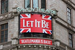 Laat het spelaanplakbord, Savooiekooltheater zijn royalty-vrije stock foto Laat het spelaanplakbord, Savooiekooltheater zijn royalty-vrije stock foto