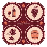 Label de vin avec des icônes de raisin et de baril illustration de vecteur Label de vin avec des icônes de raisin et de baril illustration de vecteur