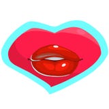 Labios atractivos jugosos en un fondo blanco, ejemplo de la historieta ilustración del vector Labios atractivos jugosos en un fondo blanco, ejemplo de la historieta ilustración del vector