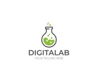 Laboratoire Logo Template de Digital Conception chimique de vecteur de flacon illustration libre de droits Laboratoire Logo Template de Digital Conception chimique de vecteur de flacon illustration libre de droits