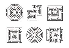Labyrinth-Zeichen schwärzen dünne Linie Satz Vektor vektor abbildung Labyrinth-Zeichen schwärzen dünne Linie Satz Vektor vektor abbildung