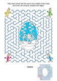 Labyrinthspiel und Farbtonseite - Bleistifte und Krake Stockbilder Labyrinthspiel und Farbtonseite - Bleistifte und Krake Stockbilder