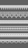 Lace borders. Vector seamless lace patterns. Vector illustration. Set of seamless lattice borders. Six white lace vector illustration Lace borders. Vector seamless lace patterns. Vector illustration. Set of seamless lattice borders. Six white lace vector illustration