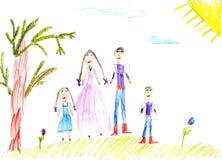 Lackfamilie der Kinder in der Sommernatur stock abbildung Lackfamilie der Kinder in der Sommernatur stock abbildung