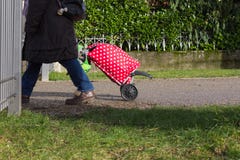 lady with red trolley stock photo lady with red trolley stock photo