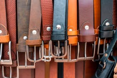 Lager i Hoi An Selling Custom Leather royaltyfria foton Lager i Hoi An Selling Custom Leather royaltyfria foton