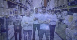 Lager-Zusammensetzungs-Leute im Lager kombiniert mit Animation von verbundenen Leuten stock footage Lager-Zusammensetzungs-Leute im Lager kombiniert mit Animation von verbundenen Leuten stock footage