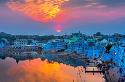 Lago sacro Pushkar, Ragiastan, India Immagine Stock Libera da Diritti Lago sacro Pushkar, Ragiastan, India Immagine Stock Libera da Diritti