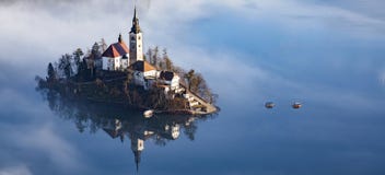 Lake Bled In Early Morning With Fog, Slovenia Travel Royalty Free Stock Photos Lake Bled In Early Morning With Fog, Slovenia Travel Royalty Free Stock Photos