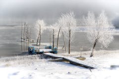 Lake Liptovska Mara covered by ice stock images Lake Liptovska Mara covered by ice stock images