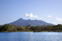 Lake Nicaragua On A Background An Active Volcano Concepcion Royalty Free Stock Photo