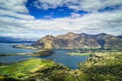 Arial view of Lake Wanaka in New Zealand stock photography Arial view of Lake Wanaka in New Zealand stock photography