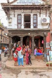 Lalitpur, Nepal - November 03, 2016: People in front of the building of Lalitpur Chamber of Commerce and Industry in Lalitpur Royalty Free Stock Images Lalitpur, Nepal - November 03, 2016: People in front of the building of Lalitpur Chamber of Commerce and Industry in Lalitpur Royalty Free Stock Images
