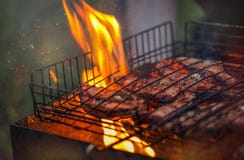 Lamb Cutlets Are Roasted In A Grill Stock Images