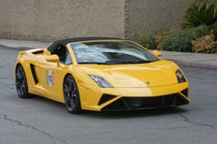 Lamborghini Gallardo konvertibel bil på skärm arkivbilder Lamborghini Gallardo konvertibel bil på skärm arkivbilder