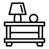 Lamp on the bedside table icon, outline style stock illustration Lamp on the bedside table icon, outline style stock illustration
