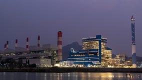 Timelapse view of the Mae Moh power plant in Lampang, Thailand on the evening of March 15, 20