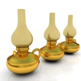 Lampe de kérosène d'or de vieux rétro vintage 3d rendent illustration stock Lampe de kérosène d'or de vieux rétro vintage 3d rendent illustration stock