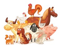 Landbouwbedrijfdieren, die samen stellen vector illustratie Landbouwbedrijfdieren, die samen stellen vector illustratie