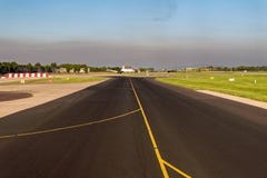 Airplane Landing on Airport Runway - Cabin View Royalty Free Stock Photo Airplane Landing on Airport Runway - Cabin View Royalty Free Stock Photo