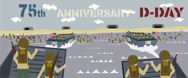 Landing craft with soldiers on landing beaches in normandy France stock illustration Landing craft with soldiers on landing beaches in normandy France stock illustration