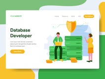 Landing page template of Database Developer Illustration Concept. Modern Flat design concept of web page design for website and royalty free illustration Landing page template of Database Developer Illustration Concept. Modern Flat design concept of web page design for website and royalty free illustration