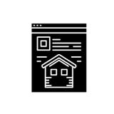 Landingspagina zwart pictogram, vectorteken op geïsoleerde achtergrond Het symbool van het landingspaginaconcept, illustratie stock illustratie Landingspagina zwart pictogram, vectorteken op geïsoleerde achtergrond Het symbool van het landingspaginaconcept, illustratie stock illustratie