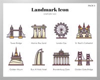 Landmark icons LineColor pack stock illustration Landmark icons LineColor pack stock illustration