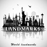 Landmarks of the World. Vector silhouettes Stock Image Landmarks of the World. Vector silhouettes Stock Image