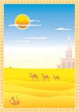 Landscape with camels vector illustration Landscape with camels vector illustration