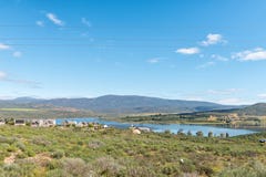 Landscape with houses overlooking the Clanwilliam Dam stock photos Landscape with houses overlooking the Clanwilliam Dam stock photos