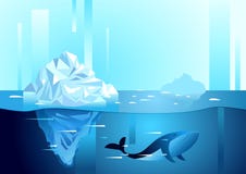 Landscape of northern and Antarctic life. Iceberg in ocean vector illustration Landscape of northern and Antarctic life. Iceberg in ocean vector illustration