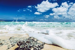 Landscape Photography of Beach With Raging Waves Under Clear Skies Royalty Free Stock Image Landscape Photography of Beach With Raging Waves Under Clear Skies Royalty Free Stock Image