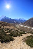 Landschap op de manier aan Everest-Basiskamp royalty-vrije stock foto's Landschap op de manier aan Everest-Basiskamp royalty-vrije stock foto's