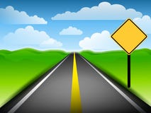 Lange Weg met Leeg Geel Teken vector illustratie Lange Weg met Leeg Geel Teken vector illustratie